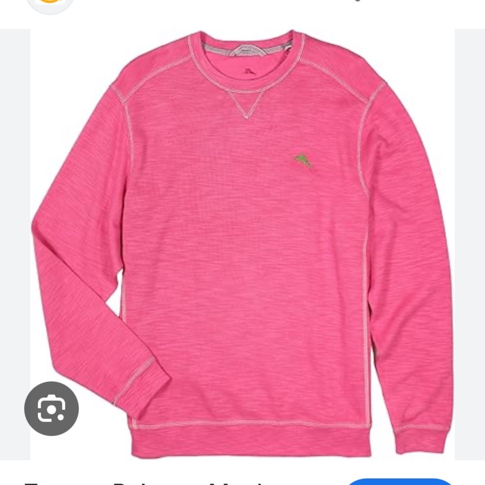 NTW Tommy Bahama Mens Tobago Bay Crewneck Size XXL Pink Ruffle Sweatshirt